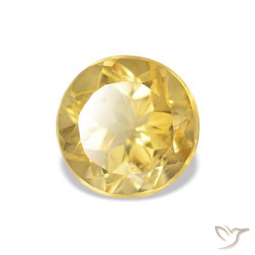 1.32 ct Yellow Citrine Stone, Natural Citrine in Round Facet Shape for Sale