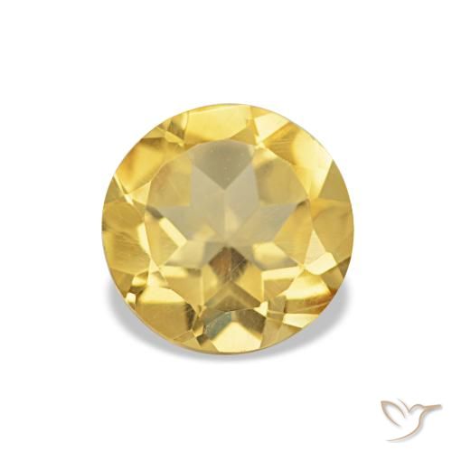 0.97 ct Yellow Citrine Gemstone, Citrine Gem in Round Facet Shape for Sale.
