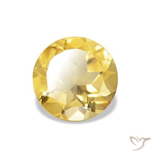 0.97 ct Yellow Citrine Stone, Natural Citrine in Round Facet Shape for Sale