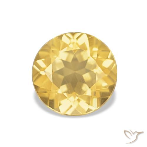 1.16 ct Yellow Citrine Gemstone, Citrine Gem in Round Facet Shape for Sale.