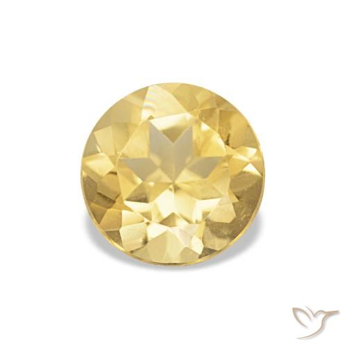 1.04 ct Yellow Citrine Gemstone, Citrine Gem in Round Facet Shape for Sale.