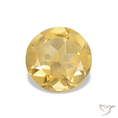 1.12 ct Yellow Citrine Gemstone, Citrine Gem in Round Facet Shape for Sale.