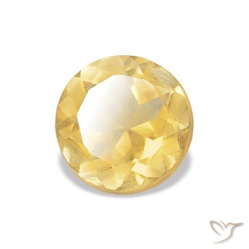 0.98 ct Yellow Citrine Stone, Natural Citrine in Round Facet Shape for Sale