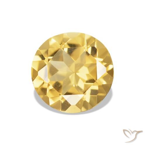 0.95 ct Golden Citrine Gemstone, Citrine Gem in Round Facet Shape for Sale.