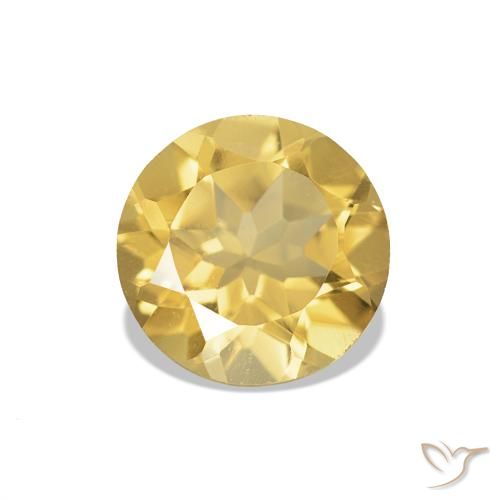1.18 ct Golden Citrine Gemstone, Citrine Gem in Round Facet Shape for Sale.