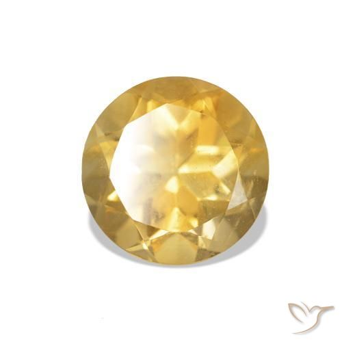 1.27 ct Golden Citrine Stone, Natural Citrine in Round Facet Shape for Sale