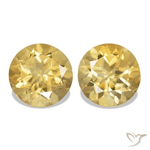 2.41 ctw Golden Citrine Gemstones, Citrine Gems in Round Facet Shape for Sale.