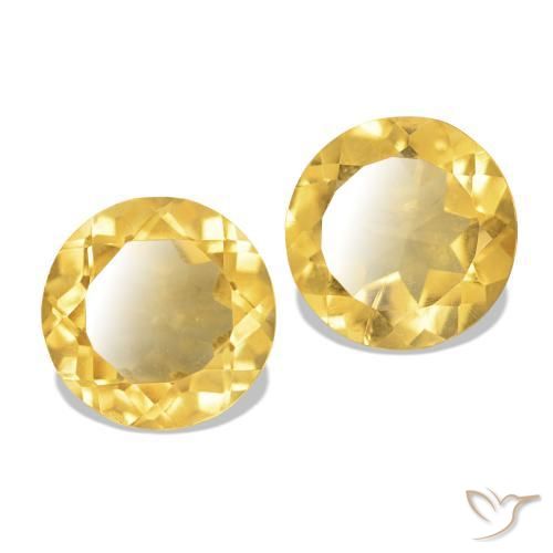 2.10 ctw Golden Citrine Stones, Natural Citrine in Round Facet Shape for Sale