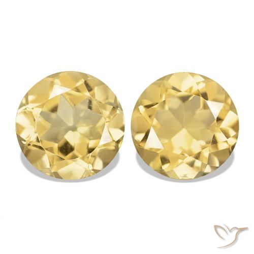 2.46ctw Golden Citrine Gemstones, Round, VVS-VS
