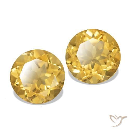 2.42 ctw Golden Citrine Stones, Natural Citrine in Round Facet Shape for Sale
