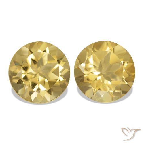 2.50 ctw Golden Citrine Gemstones, Citrine Gems in Round Facet Shape for Sale.