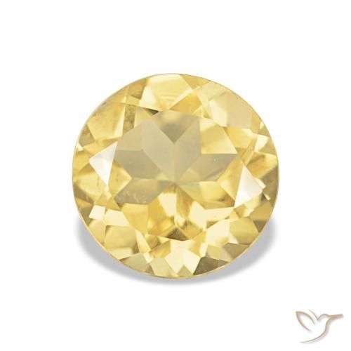 1.13 ct Yellow Citrine Gemstone, Citrine Gem in Round Facet Shape for Sale.