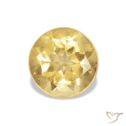 1.12 ct Yellow Citrine Gemstone, Citrine Gem in Round Facet Shape for Sale.