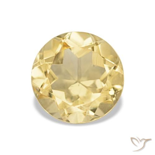 1.29 ct Yellow Citrine Gemstone, Citrine Gem in Round Facet Shape for Sale.