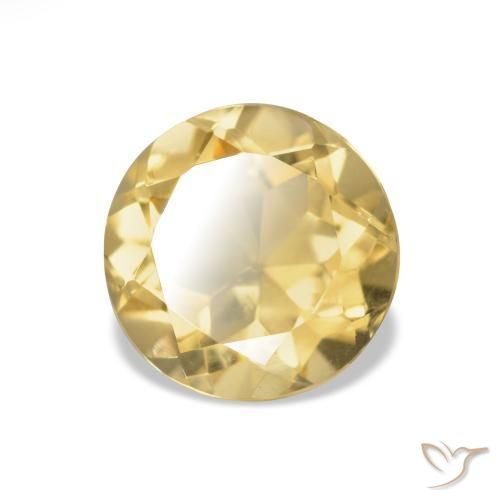 1.29 ct Yellow Citrine Stone, Natural Citrine in Round Facet Shape for Sale