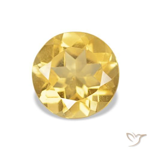 1.10 ct Yellow Citrine Gemstone, Citrine Gem in Round Facet Shape for Sale.