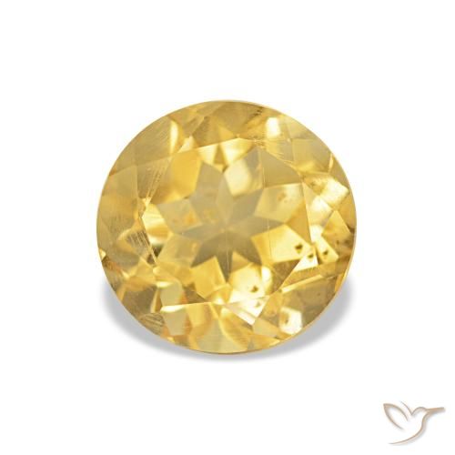 1.06 ct Yellow Citrine Gemstone, Citrine Gem in Round Facet Shape for Sale.