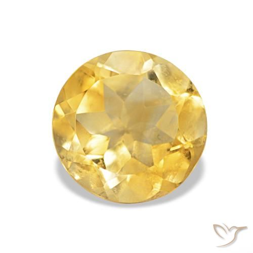 1.19 ct Golden Citrine Gemstone, Citrine Gem in Round Facet Shape for Sale.