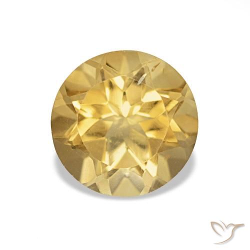 1.16 ct Yellow Citrine Gemstone, Citrine Gem in Round Facet Shape for Sale.