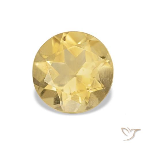 0.97 ct Yellow Citrine Gemstone, Citrine Gem in Round Facet Shape for Sale.