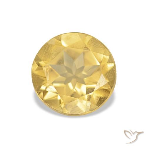 0.90 ct Yellow Citrine Gemstone, Citrine Gem in Round Facet Shape for Sale.