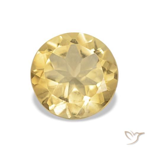 0.99 ct Yellow Citrine Gemstone, Citrine Gem in Round Facet Shape for Sale.