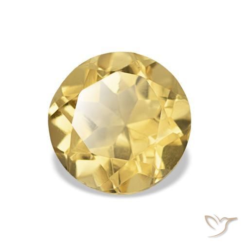 1.21 ct Yellow Citrine Stone, Natural Citrine in Round Facet Shape for Sale