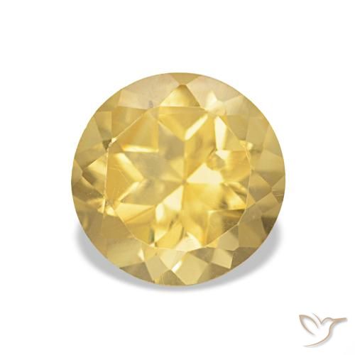 1.32 ct Yellow Citrine Gemstone, Citrine Gem in Round Facet Shape for Sale.