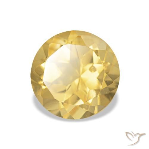 1.32 ct Yellow Citrine Stone, Natural Citrine in Round Facet Shape for Sale