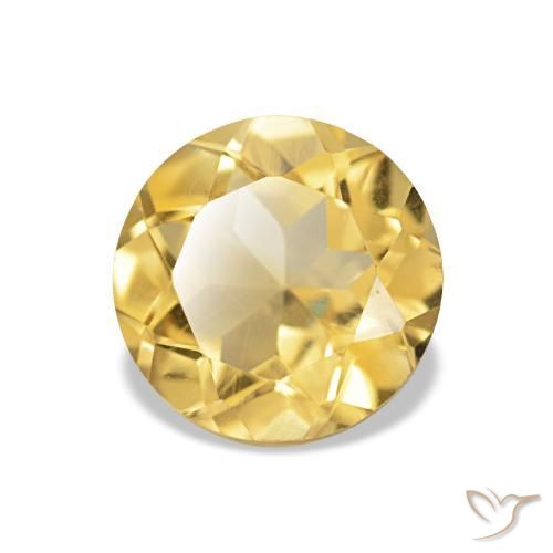 1.27 ct Yellow Citrine Stone, Natural Citrine in Round Facet Shape for Sale