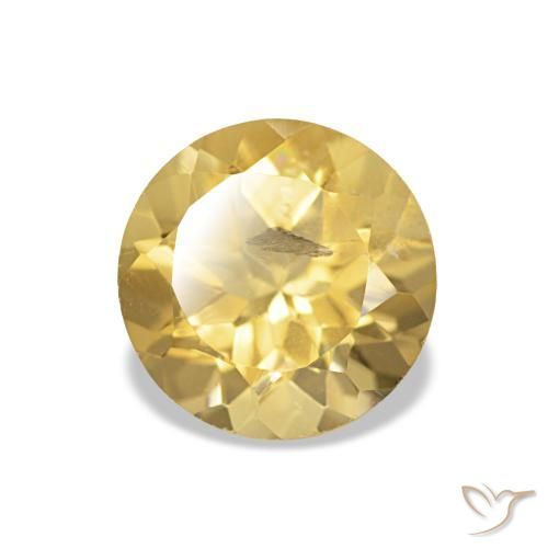 1.24 ct Yellow Citrine Stone, Natural Citrine in Round Facet Shape for Sale