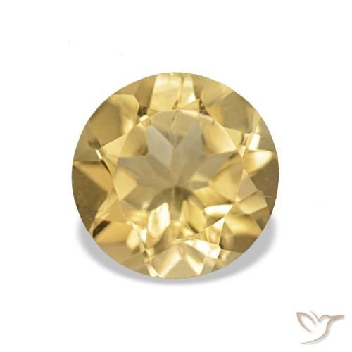 1.13 ct Yellow Citrine Gemstone, Citrine Gem in Round Facet Shape for Sale.