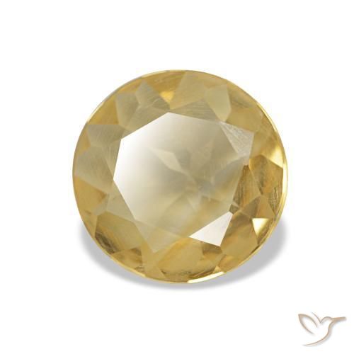0.98 ct Yellow Citrine Stone, Natural Citrine in Round Facet Shape for Sale