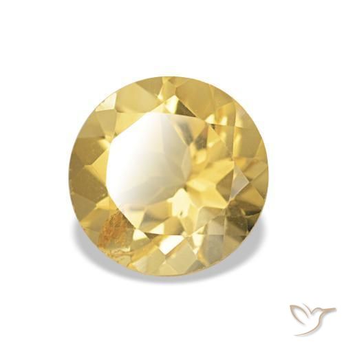 1.21 ct Yellow Citrine Stone, Natural Citrine in Round Facet Shape for Sale