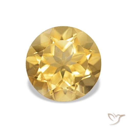 1.17 ct Golden Citrine Gemstone, Citrine Gem in Round Facet Shape for Sale.