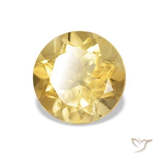 1.27 ct Yellow Citrine Stone, Natural Citrine in Round Facet Shape for Sale