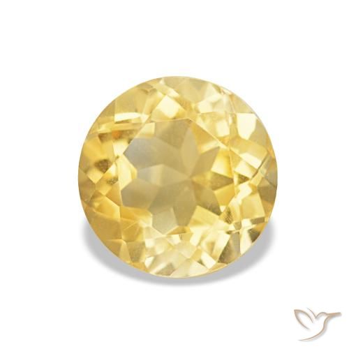 1.26 ct Yellow Citrine Gemstone, Citrine Gem in Round Facet Shape for Sale.