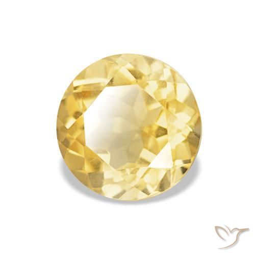 1.26 ct Yellow Citrine Stone, Natural Citrine in Round Facet Shape for Sale
