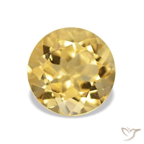 2.00 ct Yellow Citrine Gemstone, Citrine Gem in Round Facet Shape for Sale.