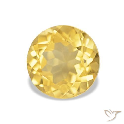 1.27 ct Yellow Citrine Stone, Natural Citrine in Round Facet Shape for Sale