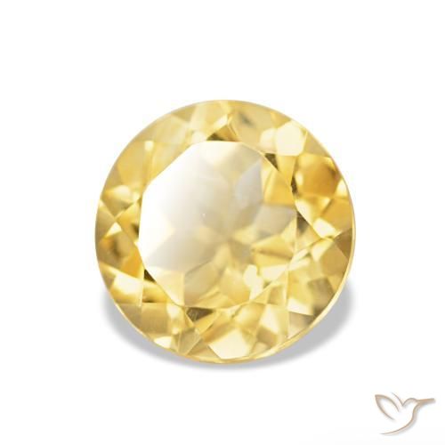 1.26 ct Yellow Citrine Stone, Natural Citrine in Round Facet Shape for Sale