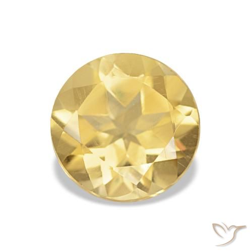 1.23 ct Yellow Citrine Gemstone, Citrine Gem in Round Facet Shape for Sale.