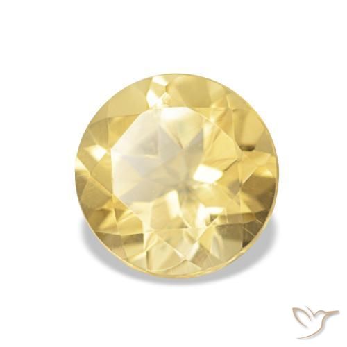 1.23 ct Yellow Citrine Stone, Natural Citrine in Round Facet Shape for Sale