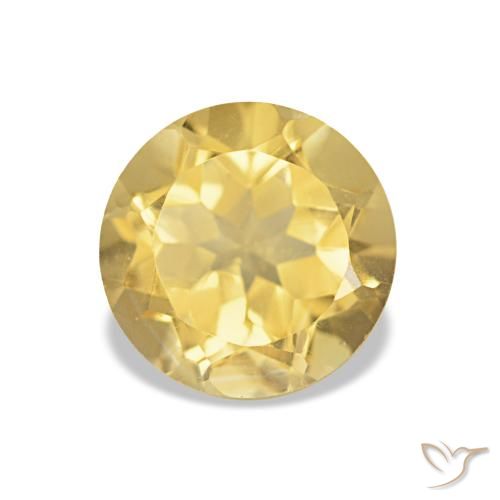 1.26 ct Yellow Citrine Gemstone, Citrine Gem in Round Facet Shape for Sale.