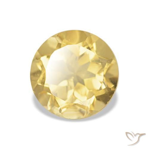 1.26 ct Yellow Citrine Stone, Natural Citrine in Round Facet Shape for Sale