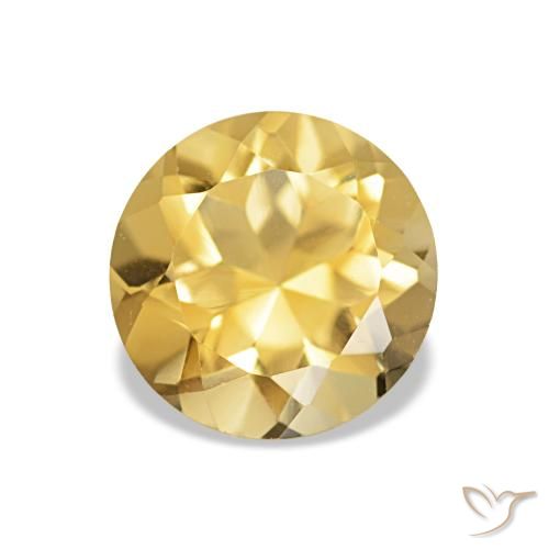 1.16 ct Yellow Citrine Gemstone, Citrine Gem in Round Facet Shape for Sale.