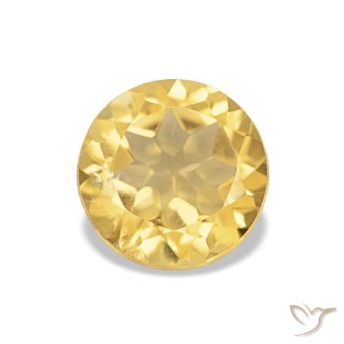 1.12 ct Yellow Citrine Gemstone, Citrine Gem in Round Facet Shape for Sale.