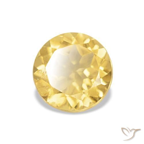 1.12 ct Yellow Citrine Stone, Natural Citrine in Round Facet Shape for Sale