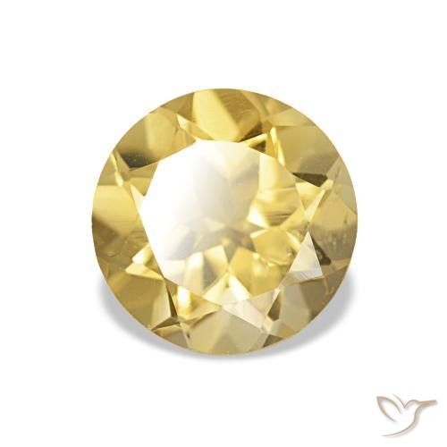 1.26 ct Yellow Citrine Stone, Natural Citrine in Round Facet Shape for Sale
