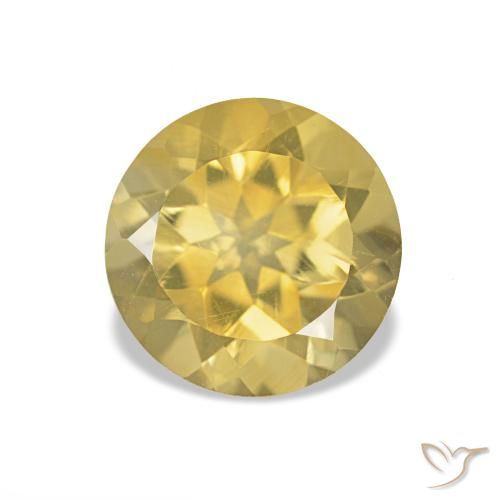 1.26 ct Yellow Citrine Gemstone, Citrine Gem in Round Facet Shape for Sale.